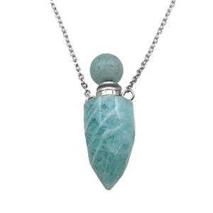 green Amazonite perfume bottle Necklace, approx 9-28mm