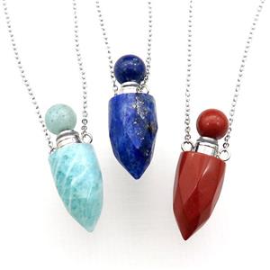 mix Gemstone perfume bottle bullet Necklace, approx 9-28mm