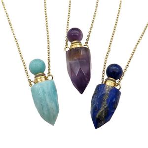 mixed Gemstone perfume bottle bulle Necklace, approx 9-28mm