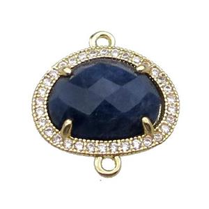 Lapis teardrop connector gold plated, approx 14-17mm