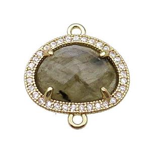 Labradorite teardrop connector gold plated, approx 14-17mm