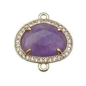 Amethyst teardrop connector gold plated, approx 14-17mm