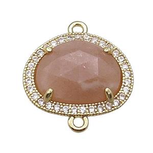 peach Sunstone connector gold plated, approx 14-17mm