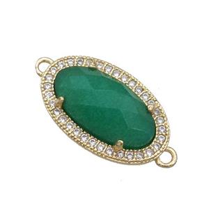 Green Dye Jade Connector Oval Gold Plated, approx 12-19mm