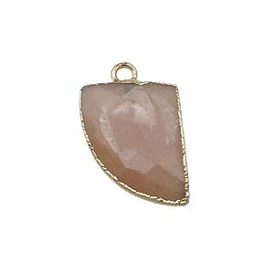 Peach SunStone Horn Pendant Gold Plated, approx 13-17mm