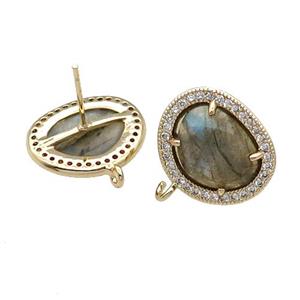 Labradorite Stud Earring With Loop Potato Gold Plated, approx 15-18mm