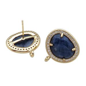 Blue Sodalite Stud Earring With Loop Potato Gold Plated, approx 15-18mm
