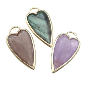 Mixed Gemstone Arrowhead Pendant Gold Plated, approx 18-35mm