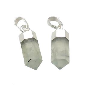 Prehnite Bullet Pendant Silver Plated, approx 6x16mm