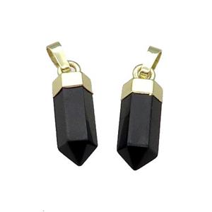 Black Obsidian Bullet Pendant Gold Plated, approx 6x16mm