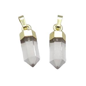 Clear Quartz Bullet Pendant Gold Plated, approx 6x16mm