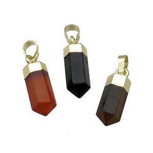 Mix Gemstone Bullet Pendant Prism Gold Plated, approx 6x16mm