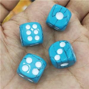 Blue Magnesite Turquoise Cube Dice, approx 15mm