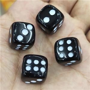 Black Onyx Agate Cube Dice, approx 15mm
