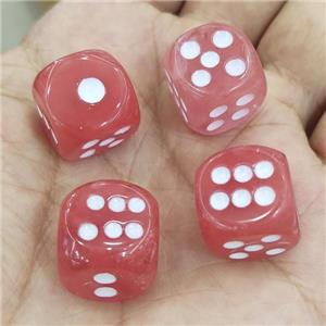 Pink Synthetic Watermelon Quartz Cube Dice, approx 15mm