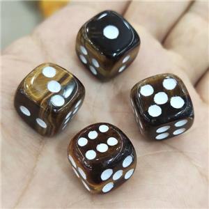 Tiger Eye Stone Cube Dice, approx 15mm