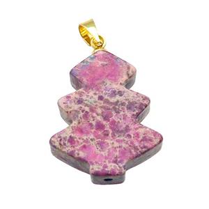 Pink Imperial Jasper Christmas Tree Pendant, approx 19-24mm