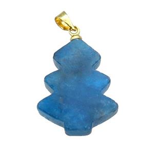 Blue Apatite Christmas Tree Pendant, approx 19-24mm