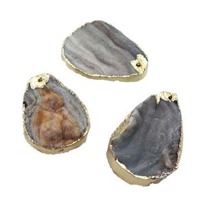 Agate Druzy Slice Pendant Gold Plated, approx 27-40mm