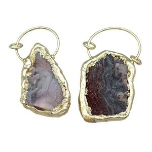 Agate Druzy Slice Pendant Gold Plated, approx 30-50mm