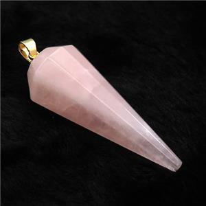 Pink Rose Quartz Pendulum Pendant, approx 16-40mm