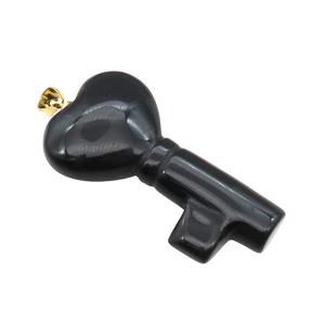 Black Onyx Agate Key Pendant, approx 22-40mm