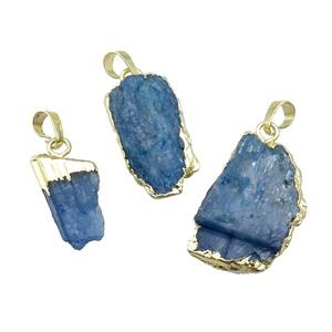 Blue Kyanite Pendant Freeform Gold Plated, approx 15-30mm
