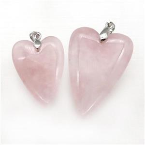 Pink Rose Quartz Heart Pendant, approx 25-40mm