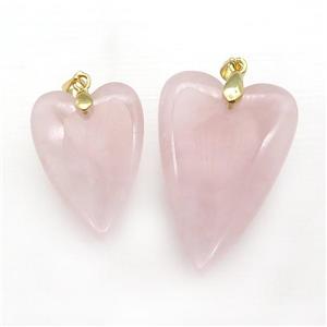Pink Rose Quartz Heart Pendant, approx 25-40mm