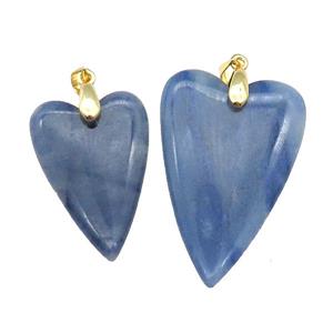 Blue Aventurine Heart Pendant, approx 25-40mm