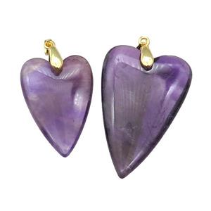 Purple Amethyst Heart Pendant, approx 25-40mm