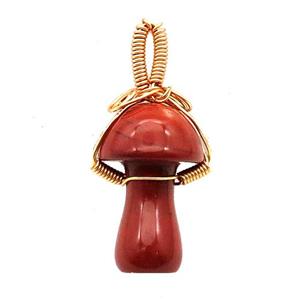 Red Jasper Mushroom Pendant Wire Wrapped, approx 18-28mm