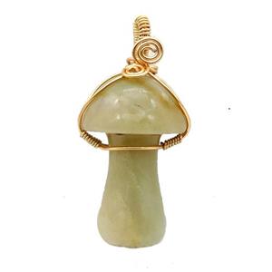 Amazonite Mushroom Pendant Wire Wrapped, approx 18-28mm