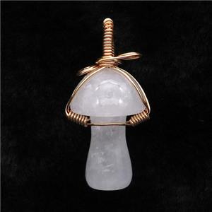 Clear Quartz Mushroom Pendant Wire Wrapped, approx 18-28mm