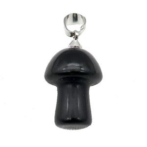 Black Obsidian Mushroom Pendant, approx 15-20mm