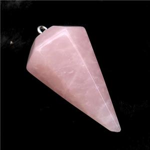 Pink Rose Quartz Pendulum Pendant, approx 20-40mm