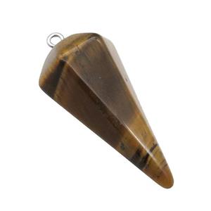 Natural Tiger Eye Stone Pendulum Pendant, approx 20-40mm