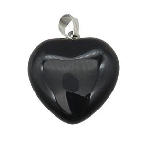 Black Obsidian Heart Pendant, approx 25mm