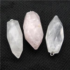 Clear Quartz Crystal Bullet Pendant Faceted, approx 15-33mm