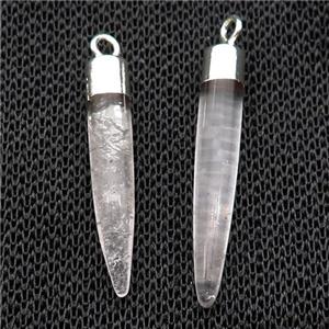 Clear Quartz Bullet Pendant Silver Plated, approx 5-30mm