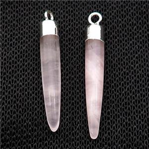 Pink Rose Quartz Bullet Pendant Silver Plated, approx 5-30mm