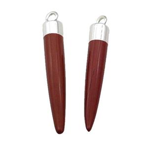 Red Jasper Bullet Pendant Silver Plated, approx 5-30mm