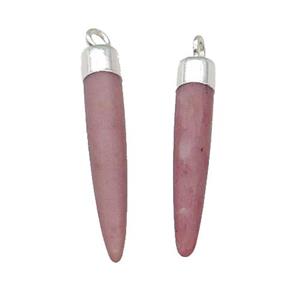 Pink Wood Lace Jasper Bullet Pendant Silver Plated, approx 5-30mm