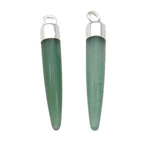 Green Aventurine Bullet Pendant Silver Plated, approx 5-30mm