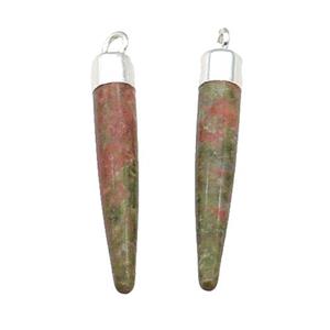 Unakite Bullet Pendant Silver Plated, approx 5-30mm