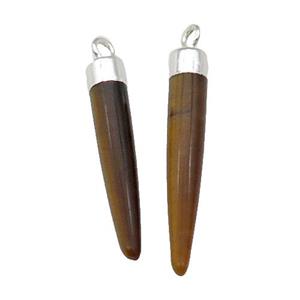 Tiger Eye Stone Bullet Pendant Silver Plated, approx 5-30mm