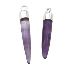 Purple Amethyst Bullet Pendant Silver Plated, approx 5-30mm