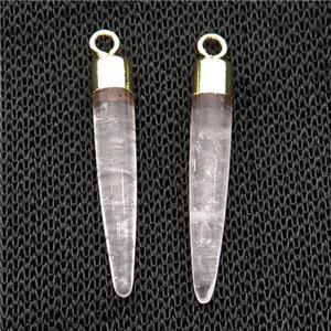 Clear Quartz Bullet Pendant Gold Plated, approx 5-30mm