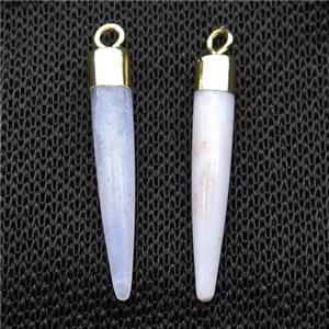 Blue Lace Agate Bullet Pendant Gold Plated, approx 5-30mm