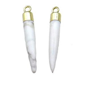 White Howlite Turquoise Bullet Pendant Gold Plated, approx 5-30mm